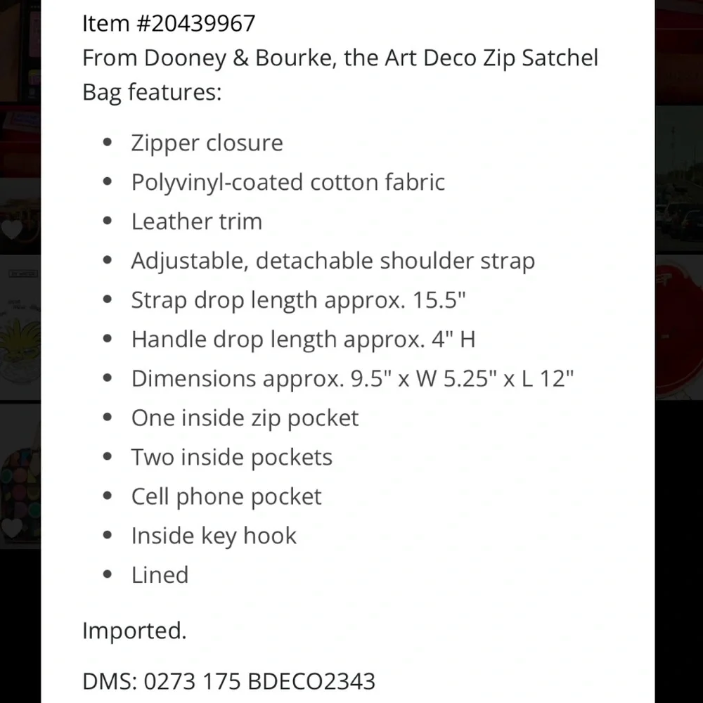 NEW! Dooney & Bourke
Art Deco Zip Satchel Bag - Picture 9 of 14